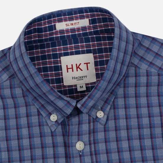 Мужская рубашка Hackett Logo HKT Delave Fil Check Navy/Blue