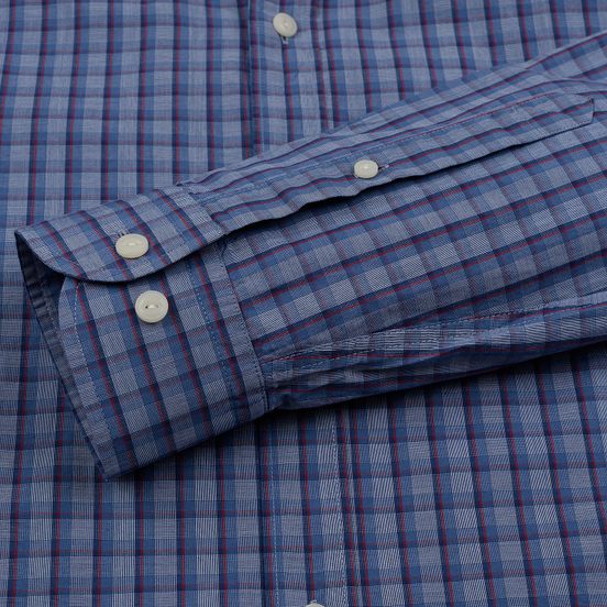 Мужская рубашка Hackett Logo HKT Delave Fil Check Navy/Blue