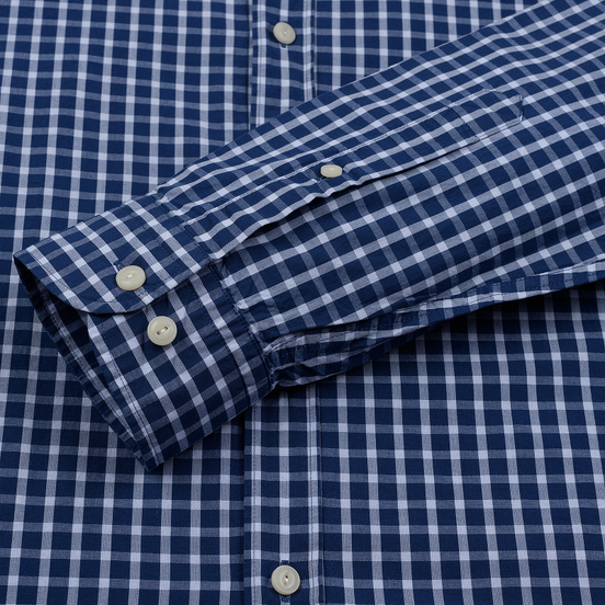 Мужская рубашка Hackett Logo HKT Delave Grid Check Navy/White