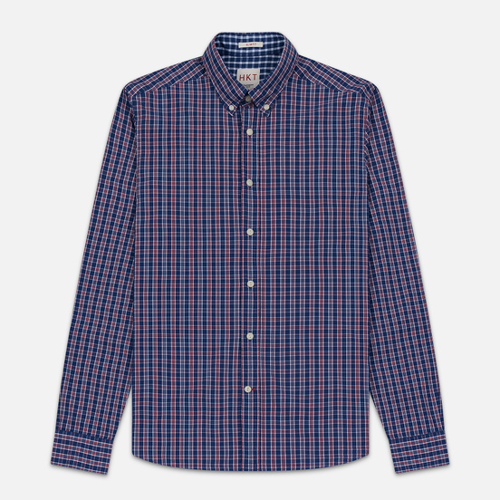 Мужская рубашка Hackett Logo HKT Delave Prep Check Navy/Red