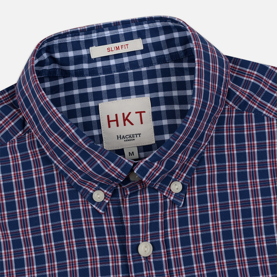 Мужская рубашка Hackett Logo HKT Delave Prep Check Navy/Red