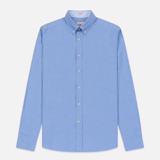 Мужская рубашка Hackett Logo HKT Washed Pinpoint Blue