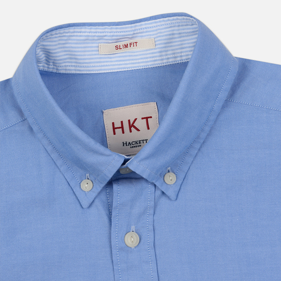Мужская рубашка Hackett Logo HKT Washed Pinpoint Blue