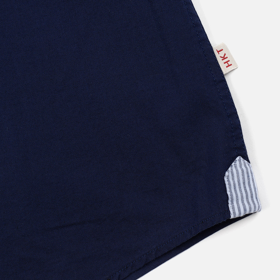 Мужская рубашка Hackett Logo HKT Washed Pinpoint Navy