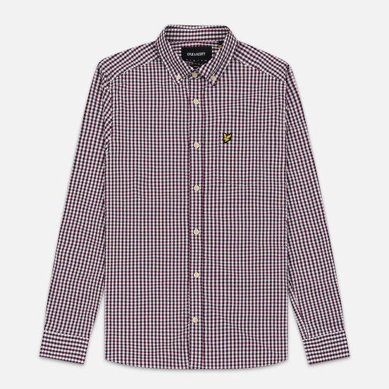 Мужская рубашка Lyle & Scott LS Slim Fit Gingham Burgundy/White