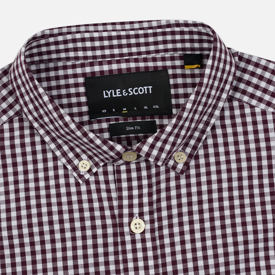 Мужская рубашка Lyle & Scott LS Slim Fit Gingham Burgundy/White