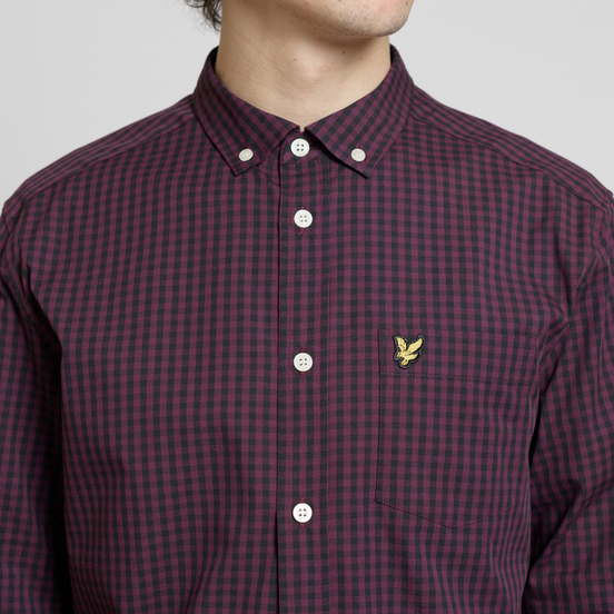 Мужская рубашка Lyle & Scott LS Slim Fit Gingham True Black