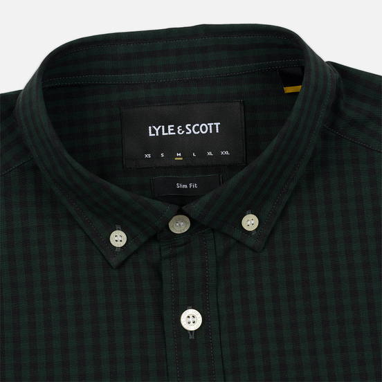 Мужская рубашка Lyle & Scott LS Slim Fit Gingham True Black/Jade Green