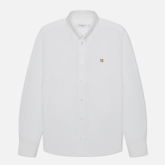Мужская рубашка Maison Kitsune, цвет белый, размер 40 HM00435WC0025-P100 Fox Head Embroidery Classic - фото 1