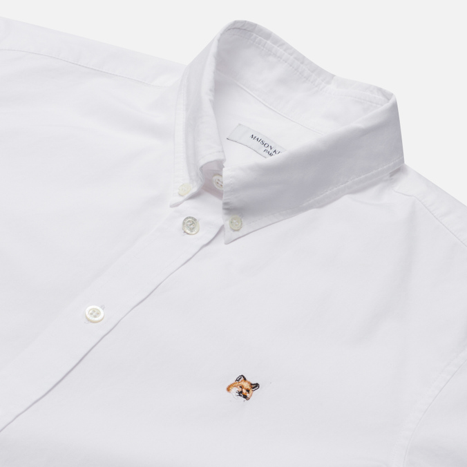 Мужская рубашка Maison Kitsune, цвет белый, размер 40 HM00435WC0025-P100 Fox Head Embroidery Classic - фото 2