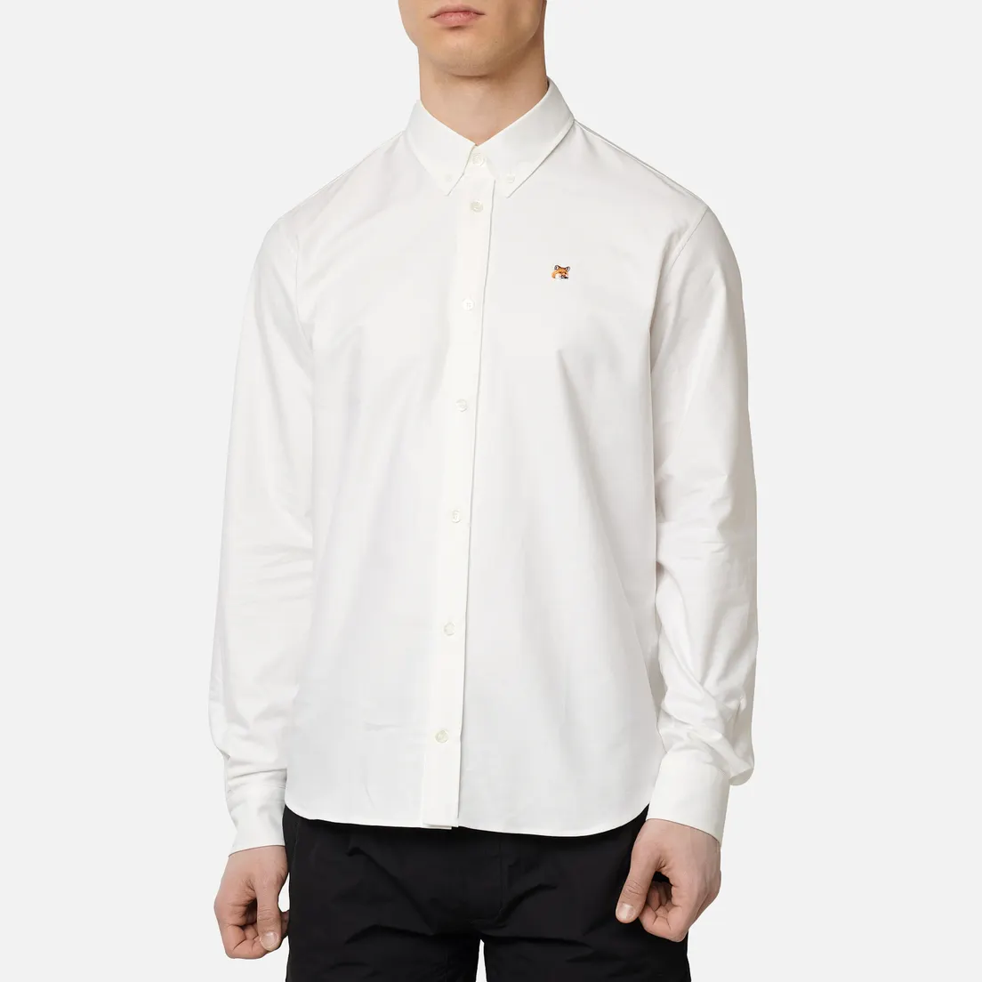 Maison Kitsune Мужская рубашка Oxford Fox Head Embroidery Classic