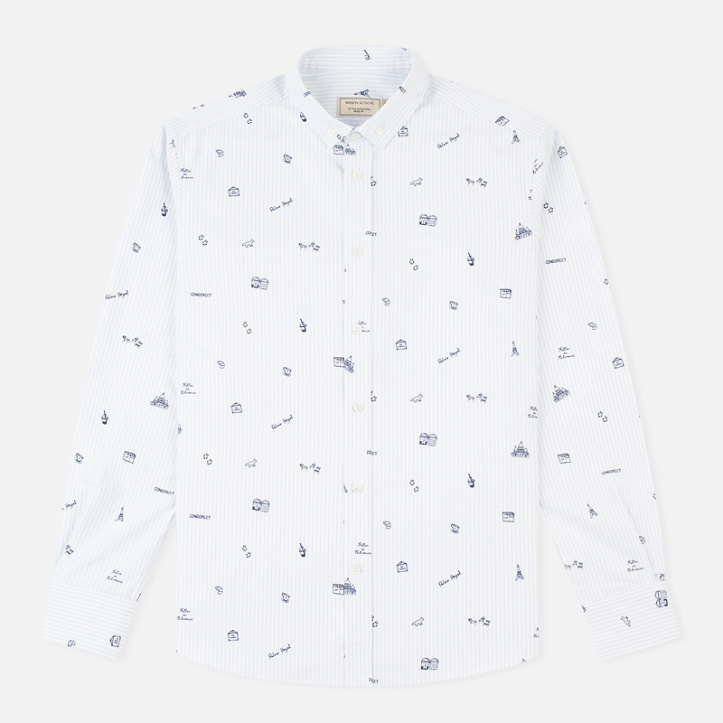 Maison Kitsune Мужская рубашка Oxford Printed Classic