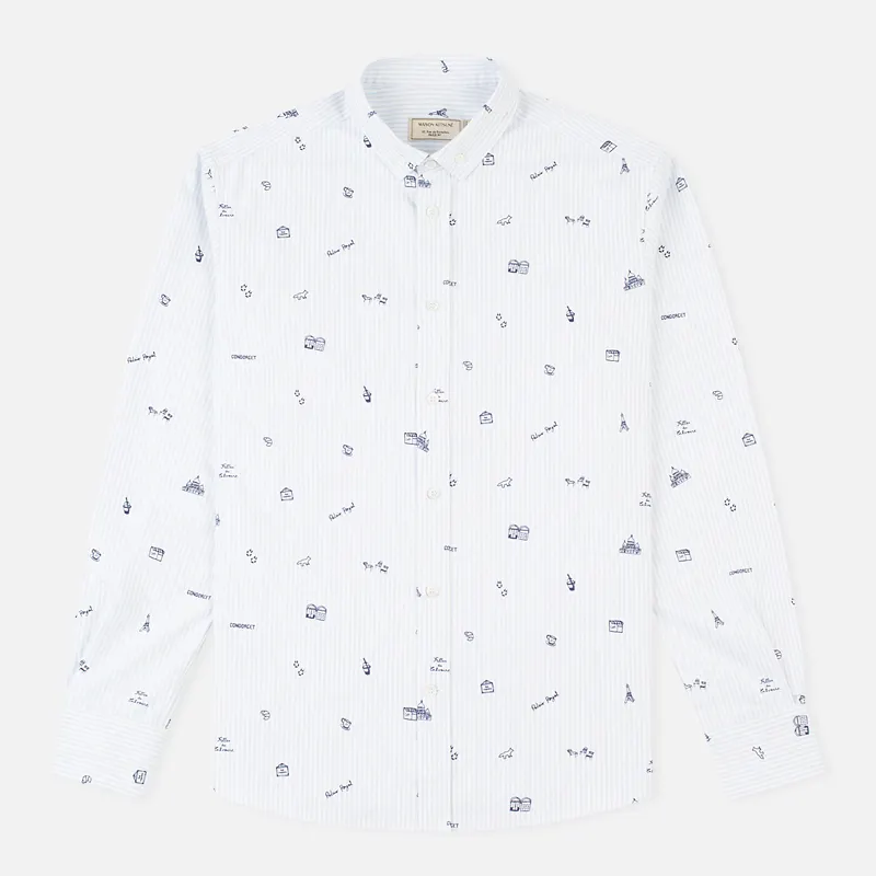 Maison Kitsune Мужская рубашка Oxford Printed Classic