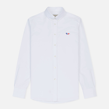 Мужская рубашка Maison Kitsune Oxford Tricolor Fox Patch Classic White