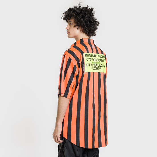 Мужская рубашка Marcelo Burlon Warning Orange/Multicolor