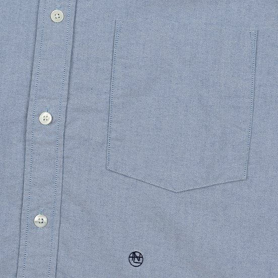 Мужская рубашка Nanamica Button Down Wind Nylon/Cotton Blue