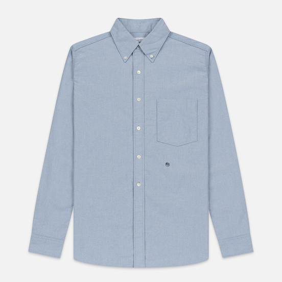 Мужская рубашка Nanamica Button Down Wind Nylon/Cotton Blue