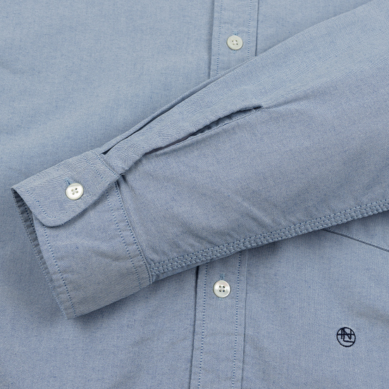 Мужская рубашка Nanamica Button Down Wind Nylon/Cotton Blue