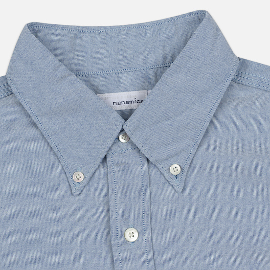 Мужская рубашка Nanamica Button Down Wind Nylon/Cotton Blue
