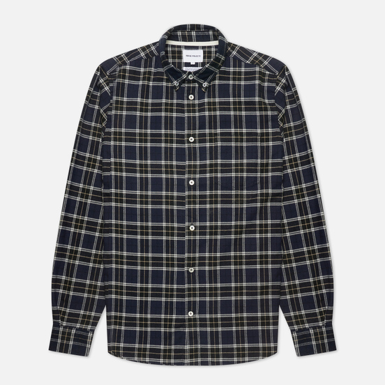 Мужская рубашка Norse Projects Anton Brushed Flannel Check Dark Navy