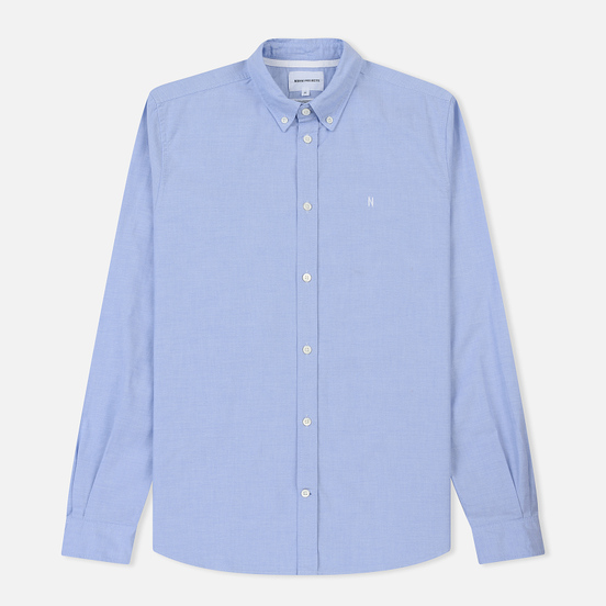 Мужская рубашка Norse Projects Anton Oxford Logo Pale Blue