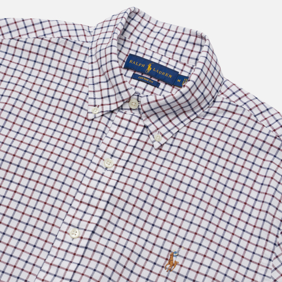 Мужская рубашка Polo Ralph Lauren Button Down Oxford Gingham White/Berry