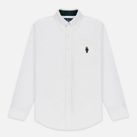 Мужская рубашка Polo Ralph Lauren Custom Fit Bear Brushed Oxford White