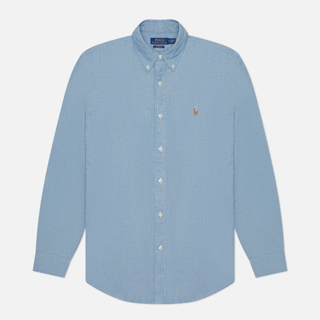 Мужская рубашка Polo Ralph Lauren Custom Fit Polo Pony Color, цвет голубой, размер M