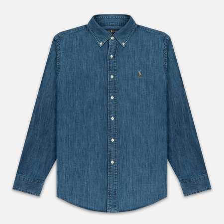 Мужская рубашка Polo Ralph Lauren Custom Fit Polo Pony Color, цвет синий, размер L