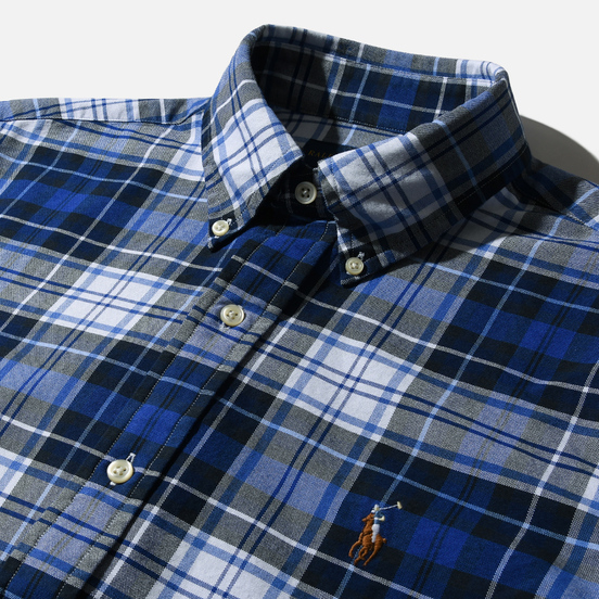 Мужская рубашка Polo Ralph Lauren Custom Fit Polo Pony Color Mini Logo Oxford Blue/White Multi