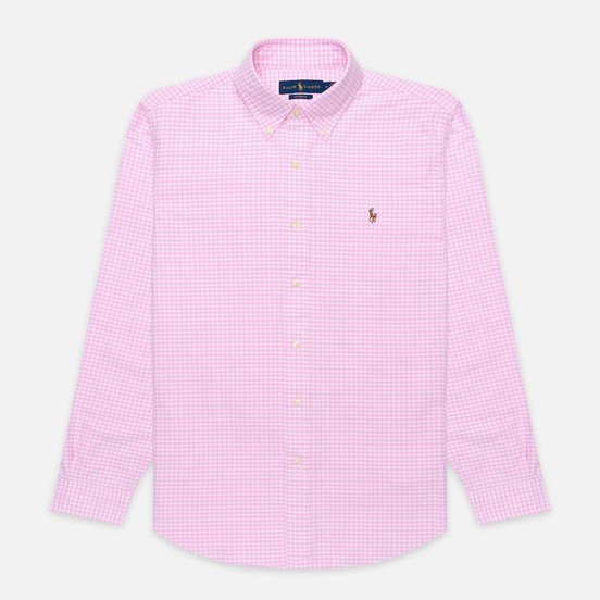 Мужская рубашка Polo Ralph Lauren Custom Fit Polo Pony Color Mini Logo Oxford Pink/White