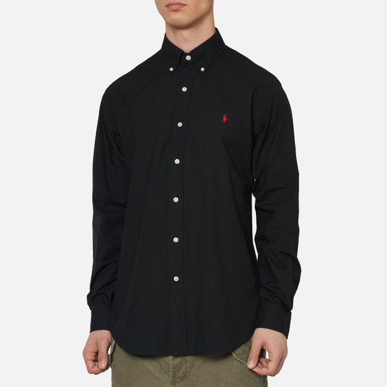 Мужская рубашка Polo Ralph Lauren Custom Fit Polo Pony Color Natural Stretch Poplin Black