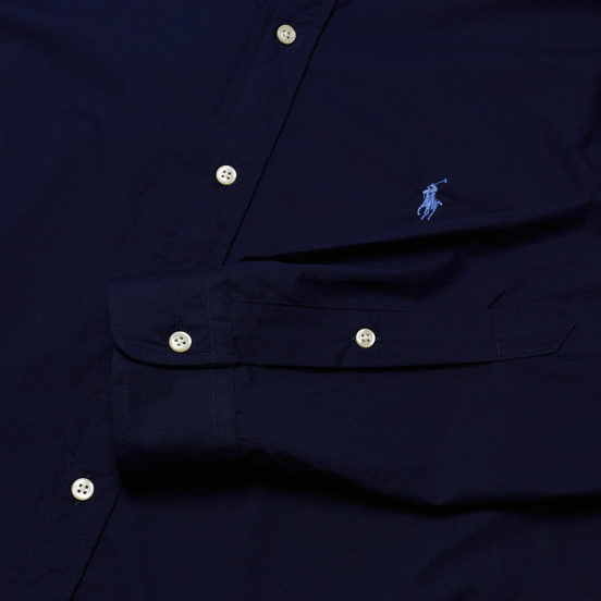 Мужская рубашка Polo Ralph Lauren Custom Fit Polo Pony Color Natural Stretch Poplin Newport Navy