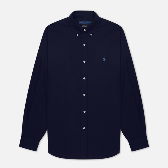 Мужская рубашка Polo Ralph Lauren Custom Fit Polo Pony Color Natural Stretch Poplin Newport Navy
