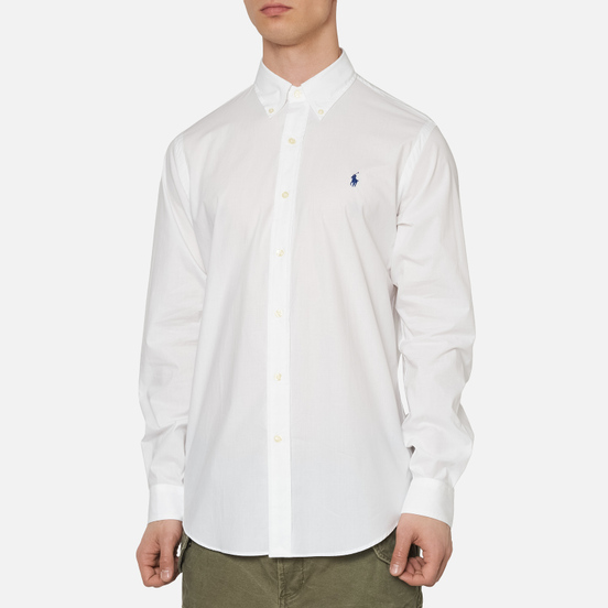 Мужская рубашка Polo Ralph Lauren Custom Fit Polo Pony Color Natural Stretch Poplin White