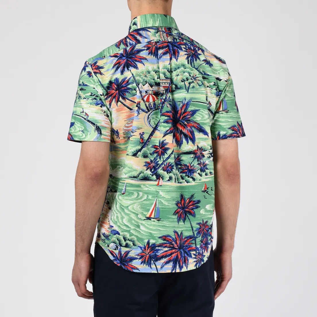 Polo Ralph Lauren Мужская рубашка Custom Fit SS Polo Pony Color Printed Oxford