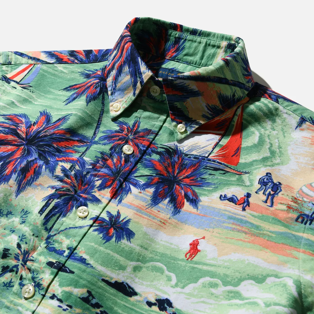 Polo Ralph Lauren Мужская рубашка Custom Fit SS Polo Pony Color Printed Oxford