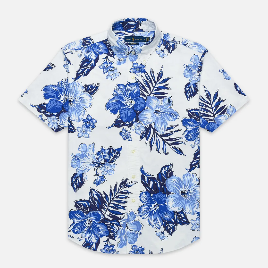 Polo Ralph Lauren Мужская рубашка Custom Fit SS Polo Pony Color Printed Oxford