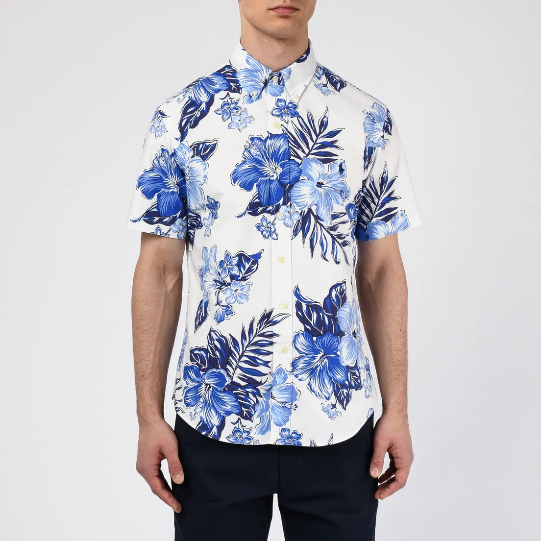 Polo Ralph Lauren Мужская рубашка Custom Fit SS Polo Pony Color Printed Oxford