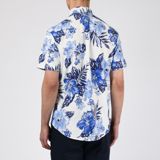 Мужская рубашка Polo Ralph Lauren Custom Fit SS Polo Pony Color Printed Oxford Vintage Hibiscus