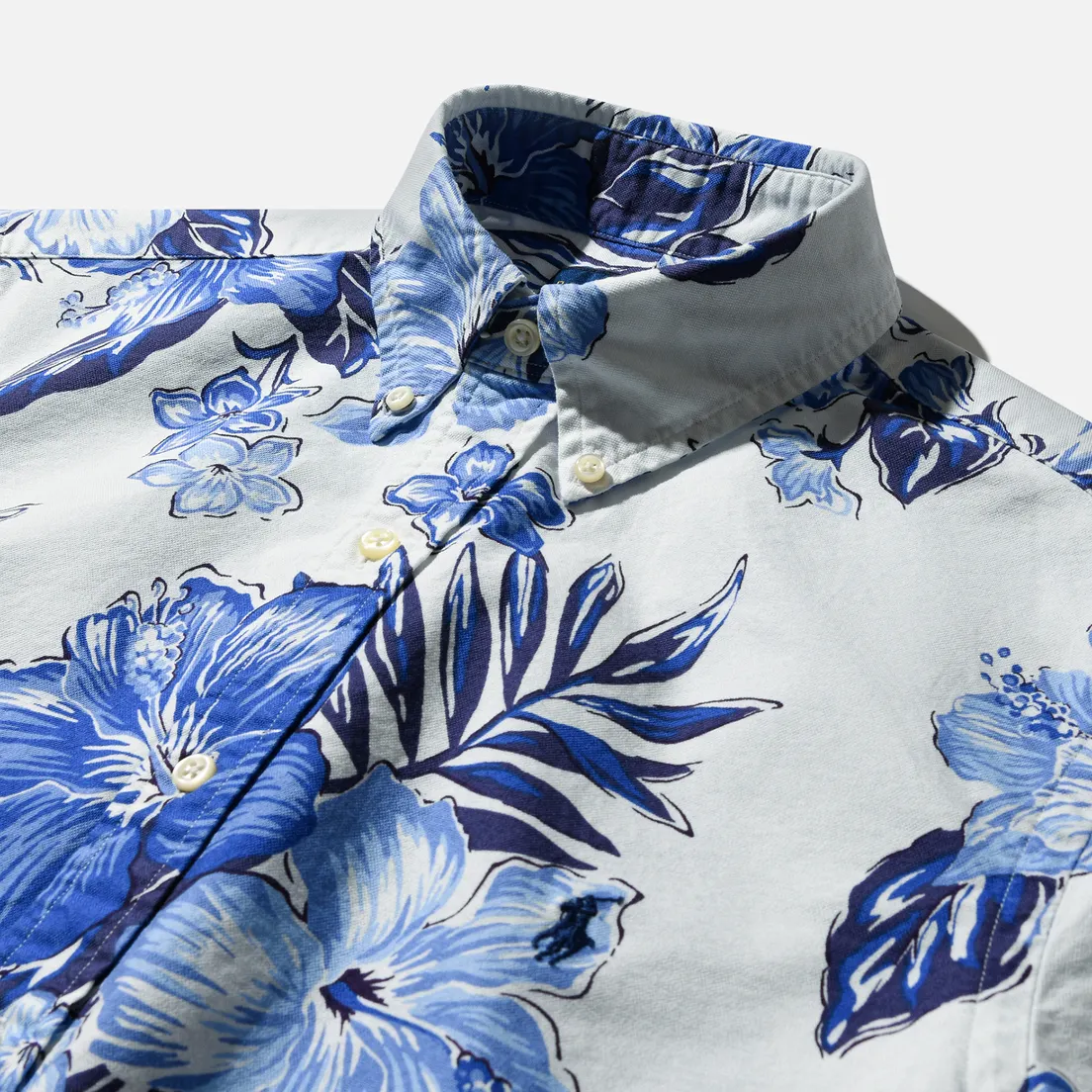 Polo Ralph Lauren Мужская рубашка Custom Fit SS Polo Pony Color Printed Oxford