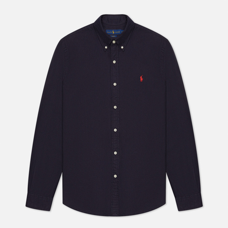 Мужская рубашка Polo Ralph Lauren Garment Dyed Oxford Slim Fit, цвет синий, размер XXL