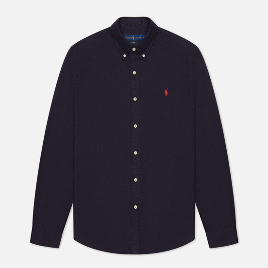 Мужская рубашка Polo Ralph Lauren Garment Dyed Oxford Slim Fit Navy