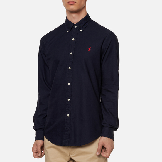 Мужская рубашка Polo Ralph Lauren Garment Dyed Oxford Slim Fit Navy