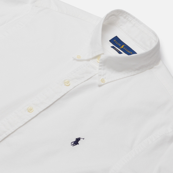 Мужская рубашка Polo Ralph Lauren Garment Dyed Oxford Slim Fit White