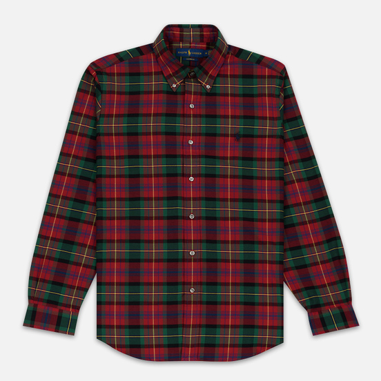 Мужская рубашка Polo Ralph Lauren Light Weight Twill Button Down Firebrick/Green Multi