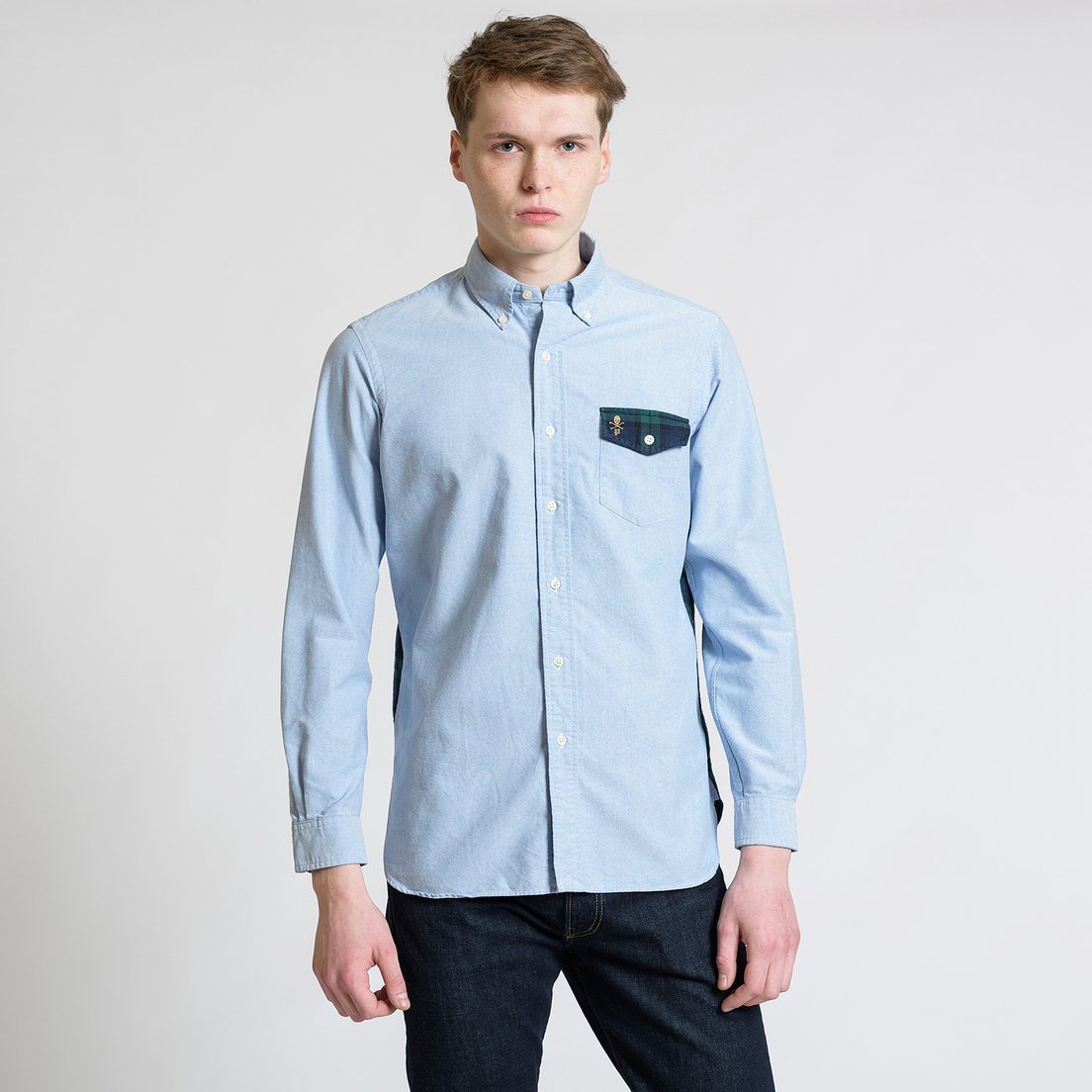 Polo Ralph Lauren Мужская рубашка Logo Scull & Crossbone Pocket Oxford