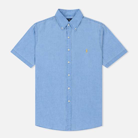 Мужская рубашка Polo Ralph Lauren Oxford Linen Slim Fit Riviera Blue