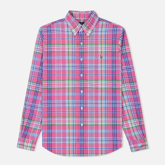 Мужская рубашка Polo Ralph Lauren Oxford Plaid Horizon Pink/Blue Multi