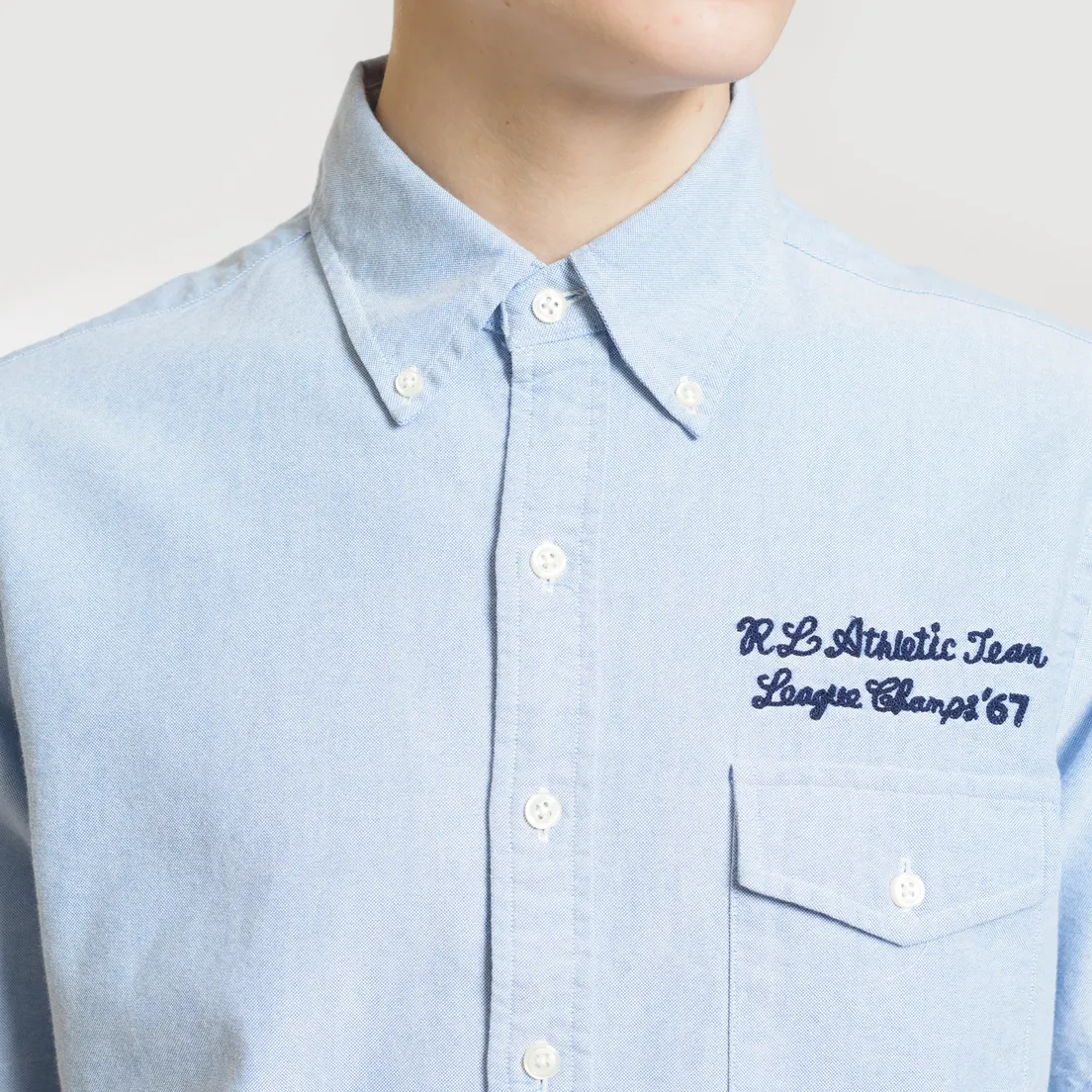 Polo Ralph Lauren Мужская рубашка Oxford Sport SS Embroidered Inscription